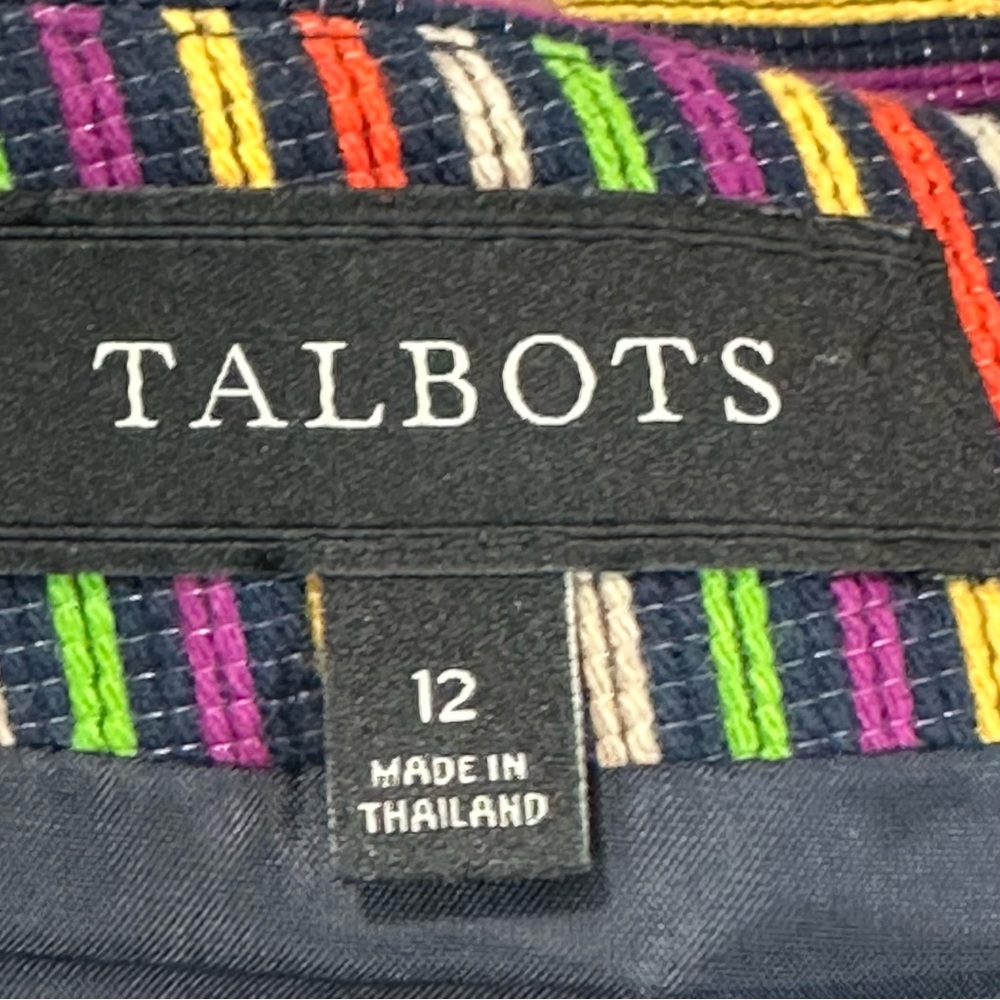 TALBOTS Skirt Size 12 colorful Striped Stretch Pencil Lined Back Zip bri… - Picture 5 of 8